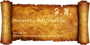 Horovitz Mátyás névjegykártya